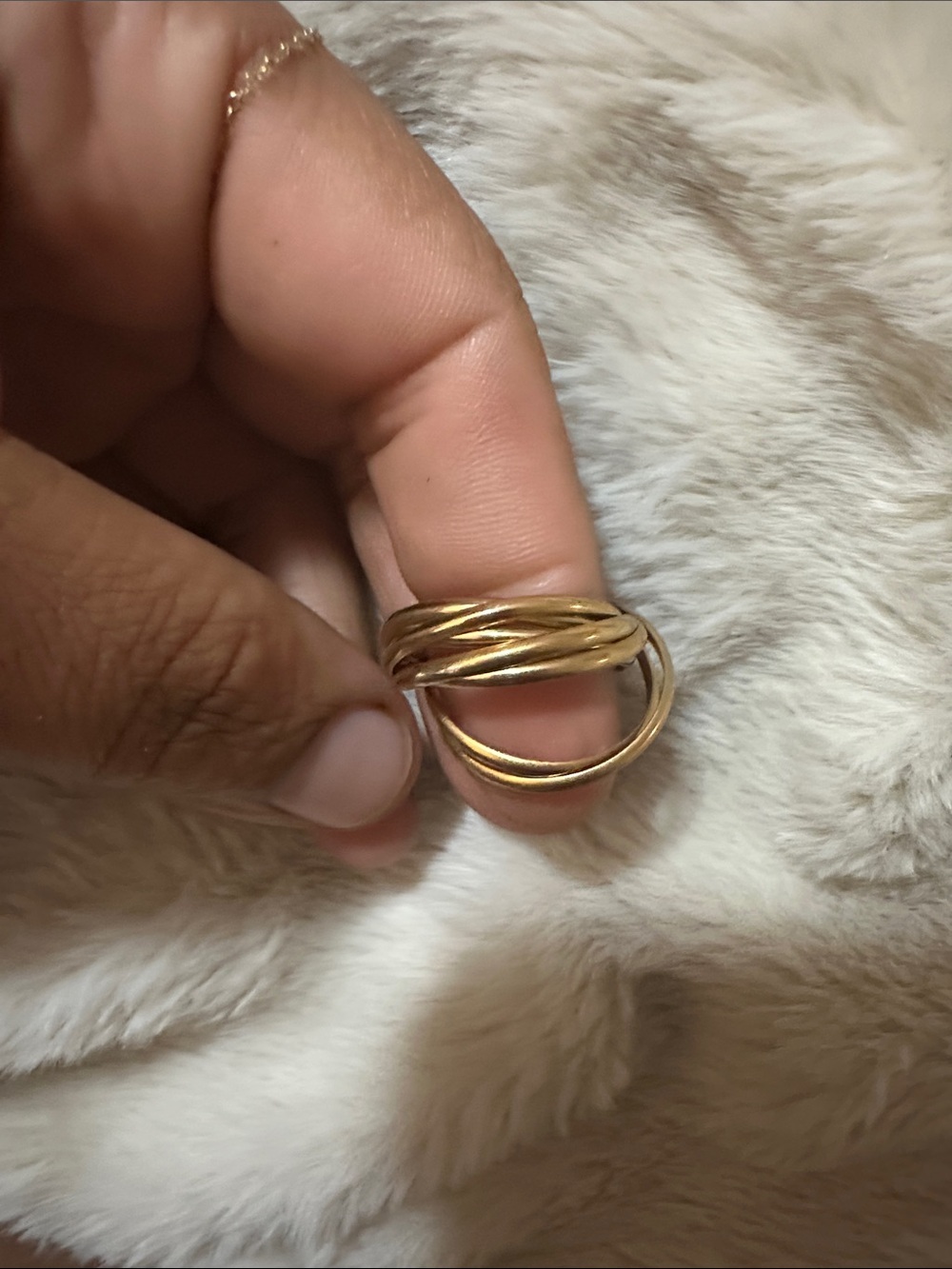 Gold-Tone Twisted Multi-Band Women's Ring